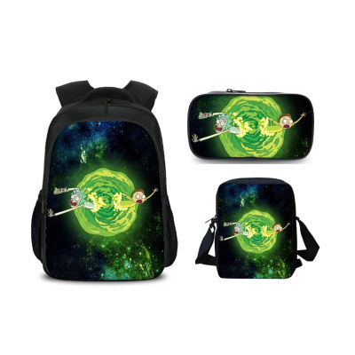 16″Rick and Morty Backpack School Bag+Shoulder Bag+Pencil Bag - Image 28