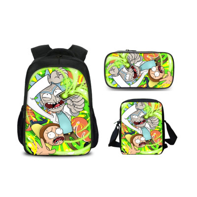 16″Rick and Morty Backpack School Bag+Shoulder Bag+Pencil Bag - Image 29