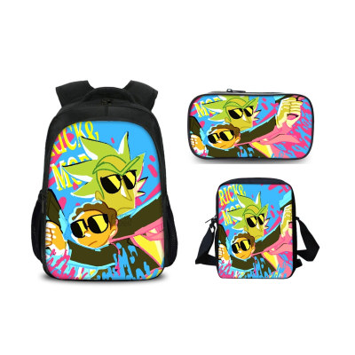 16″Rick and Morty Backpack School Bag+Shoulder Bag+Pencil Bag - Image 3