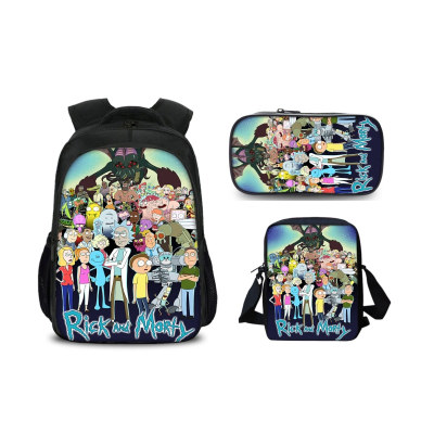 16″Rick and Morty Backpack School Bag+Shoulder Bag+Pencil Bag - Image 4