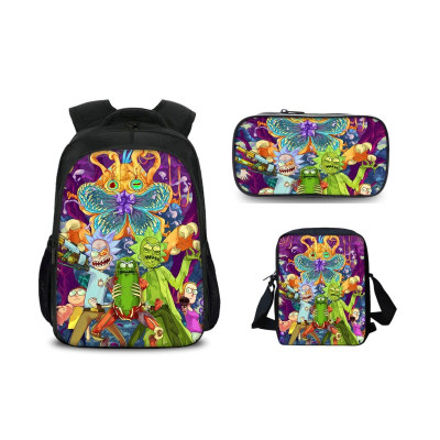 16″Rick and Morty Backpack School Bag+Shoulder Bag+Pencil Bag - Image 5