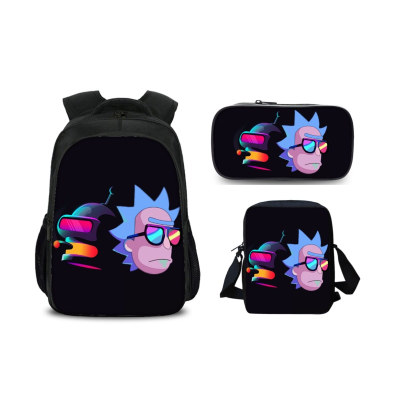 16″Rick and Morty Backpack School Bag+Shoulder Bag+Pencil Bag - Image 7