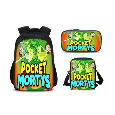 16″Rick and Morty Backpack School Bag+Shoulder Bag+Pencil Bag - Image 36