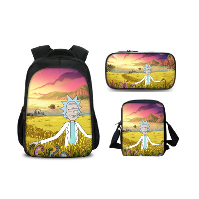 16″Rick and Morty Backpack School Bag+Shoulder Bag+Pencil Bag - Image 37