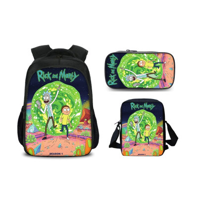 16″Rick and Morty Backpack School Bag+Shoulder Bag+Pencil Bag - Image 2