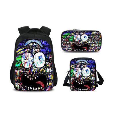 16″Rick and Morty Backpack School Bag+Shoulder Bag+Pencil Bag - Image 8