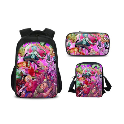 16″Rick and Morty Backpack School Bag+Shoulder Bag+Pencil Bag - Image 9