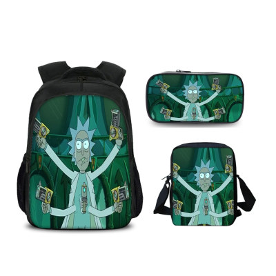16″Rick and Morty Backpack School Bag+Shoulder Bag+Pencil Bag - Image 10