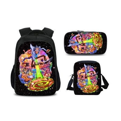 16″Rick and Morty Backpack School Bag+Shoulder Bag+Pencil Bag - Image 21