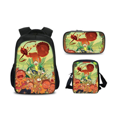 16″Rick and Morty Backpack School Bag+Shoulder Bag+Pencil Bag - Image 13