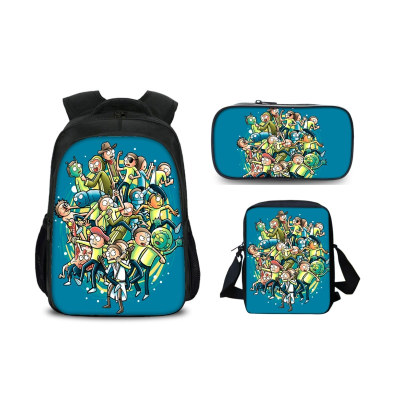16″Rick and Morty Backpack School Bag+Shoulder Bag+Pencil Bag - Image 15