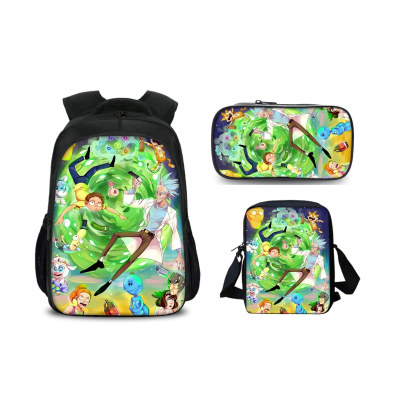 16″Rick and Morty Backpack School Bag+Shoulder Bag+Pencil Bag - Image 17