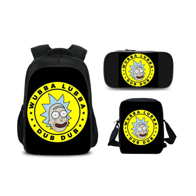 16″Rick and Morty Backpack School Bag+Shoulder Bag+Pencil Bag - Image 19