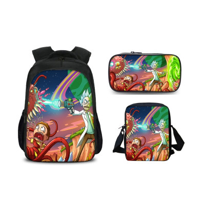 16″Rick and Morty Backpack School Bag+Shoulder Bag+Pencil Bag - Image 22