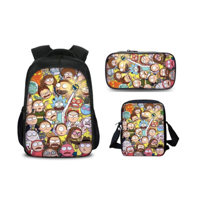 16″Rick and Morty Backpack School Bag+Shoulder Bag+Pencil Bag - Image 23
