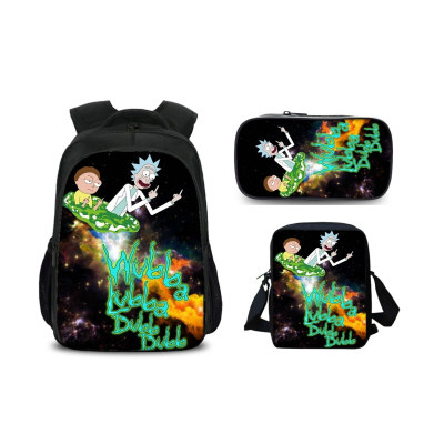 16″Rick and Morty Backpack School Bag+Shoulder Bag+Pencil Bag - Image 27