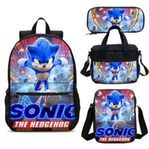 18″Hedgehog Backpack School Bag+Lunch Bag+Messenger Bag+Pencil Bag
