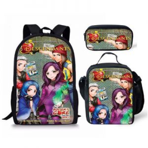 18″Descendants 3 Backpack School Bag+Lunch Bag+Pencil Bag