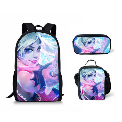 18″Harley Quinn Backpack School Bag+Lunch Bag+Pencil Bag