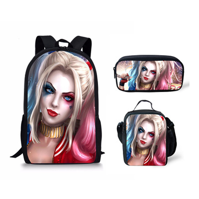 18″Harley Quinn Backpack School Bag+Lunch Bag+Pencil Bag - Image 7
