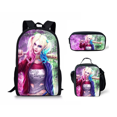 18″Harley Quinn Backpack School Bag+Lunch Bag+Pencil Bag - Image 8