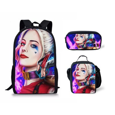 18″Harley Quinn Backpack School Bag+Lunch Bag+Pencil Bag - Image 9