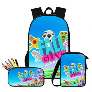 16″Fall Guys Backpack School Bag+Messenger Bag+Pencil Bag