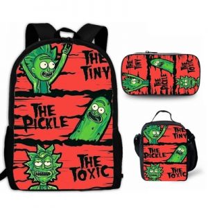 18″Rick and Morty Backpack School Bag+Lunch Bag+Pencil Bag