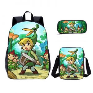 18″The Legend of Zelda Backpack School Bag+Messenger Bag+Pencil Bag