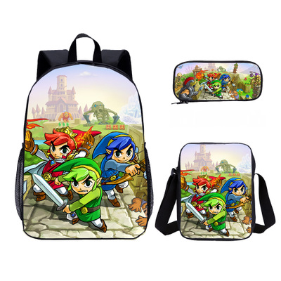 18″The Legend of Zelda Backpack School Bag+Messenger Bag+Pencil Bag - Image 6