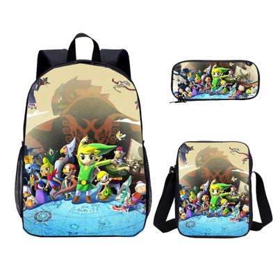 18″The Legend of Zelda Backpack School Bag+Messenger Bag+Pencil Bag - Image 4