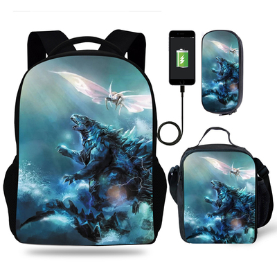 18″Godzilla King of the Monsters Backpack School Bag+Lunch Bag+Pencil Bag - Image 7