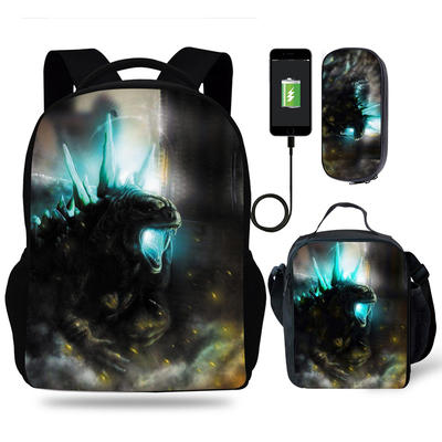 18″Godzilla King of the Monsters Backpack School Bag+Lunch Bag+Pencil Bag - Image 8