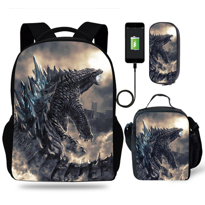 18″Godzilla King of the Monsters Backpack School Bag+Lunch Bag+Pencil Bag - Image 4