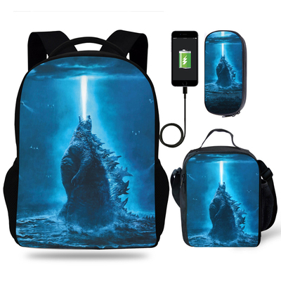 18″Godzilla King of the Monsters Backpack School Bag+Lunch Bag+Pencil Bag - Image 6