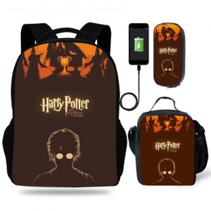 18″Hogwarts Backpack School Bag+Lunch Bag+Pencil Bag
