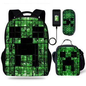 18″Creeper Backpack School Bag+Lunch Bag+Pencil Bag