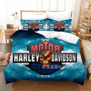 Harley Davidson Comfortable Bedding Three-Piece Soft and Breathable Duvet Cover