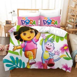 Dora the Explorer Comfortable Bedding Three-Piece Soft and Breathable Duvet Cover