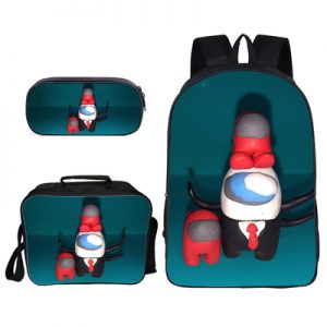 16″Among Us Backpack School Bag+Lunch Bag+Pencil Bag