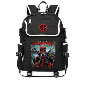 18“Deadpool Backpack School Bag Black Blue