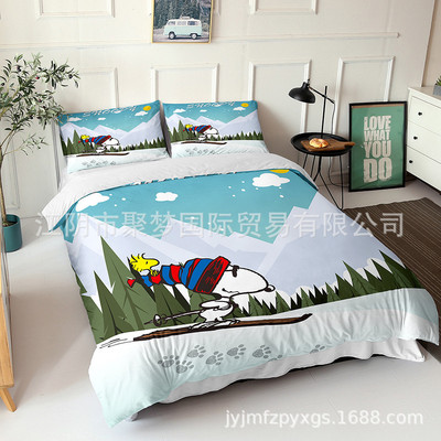 Snoopy Comfortable Bedding Three-Piece Soft and Breathable Duvet Cover - Image 17