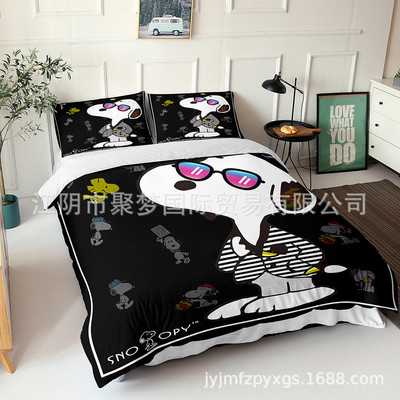Snoopy Comfortable Bedding Three-Piece Soft and Breathable Duvet Cover - Image 3