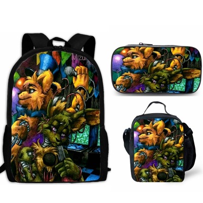 18″Five Nights at Freddy's Backpack School Bag+Lunch Bag+Pencil Bag - Image 9