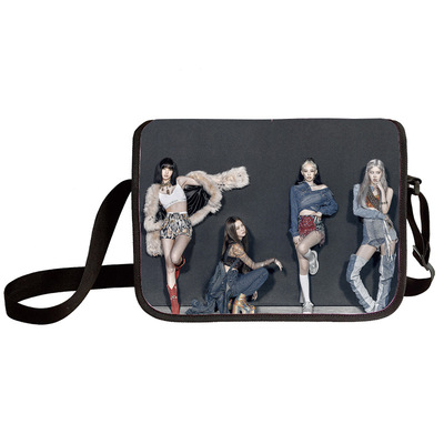 Black pink shoulder bag primary and middle school students messenger bag children's make-up bag - Image 40