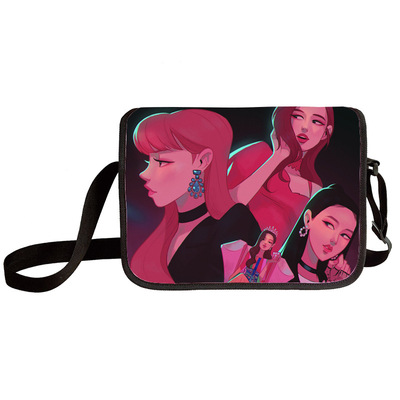 Black pink shoulder bag primary and middle school students messenger bag children's make-up bag - Image 12