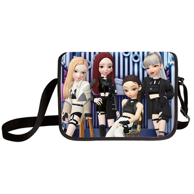 Black pink shoulder bag primary and middle school students messenger bag children's make-up bag - Image 14