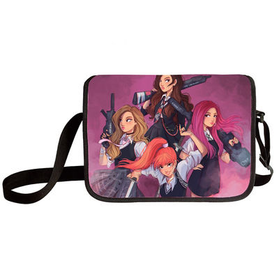 Black pink shoulder bag primary and middle school students messenger bag children's make-up bag - Image 25