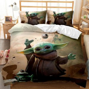 Baby Yoda Comfortable Bedding Three-Piece Soft and Breathable Duvet Cover
