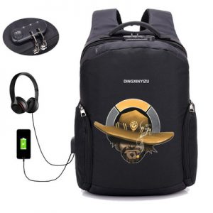 18 Inch Overwatch USB Backpack School Bag Combination Lock